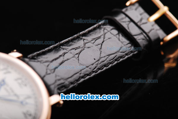 Patek Philippe Swiss ETA 2836 Automatic Movement Rose Gold Case with White Dial and Black Numeral Marker-Black Leather Strap - Click Image to Close
